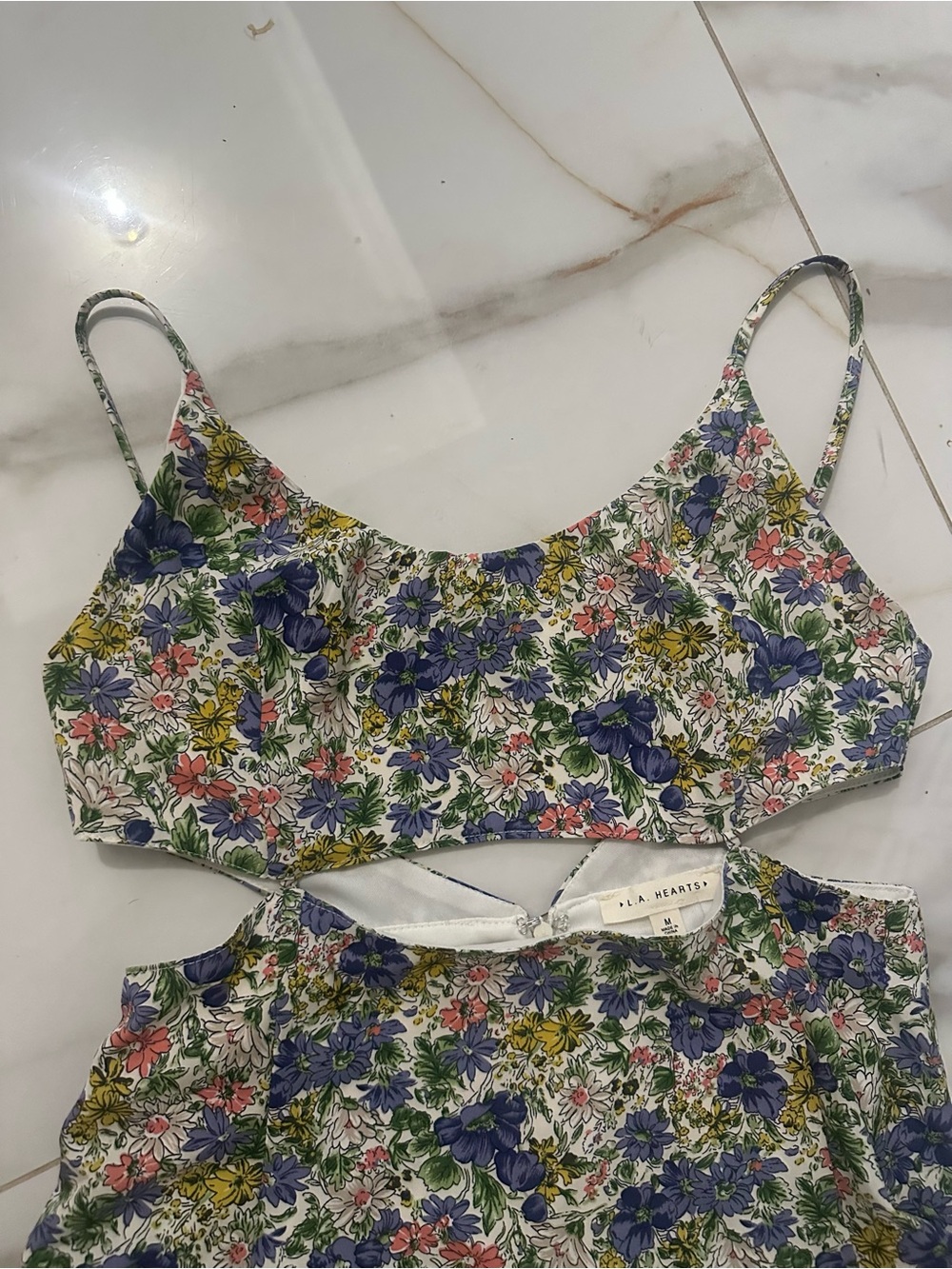 NWT, Floral LA Hearts Cutout Medium Mini Dress - Picture 8 of 9